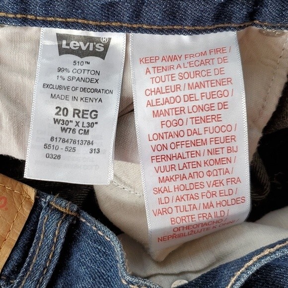LEVI'S 510 SKINNY JEANS YOUNG MEN'S SIZE 20 30W 30L 99% COTTON - Picture 4 of 5